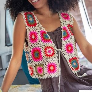 Crochet Vest Cream Size L